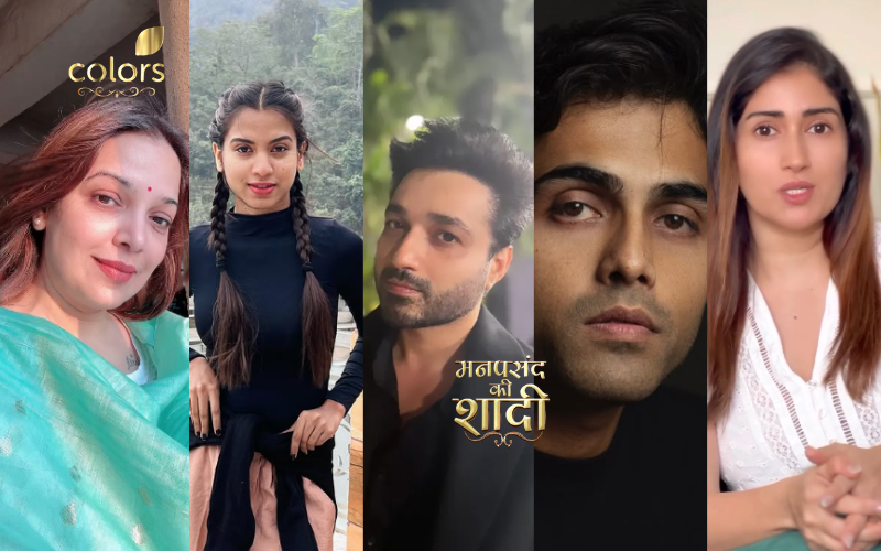 Collage of Manpasand Ki Shaadi cast including Akshun Mahajan, Isha Suryavanshi, Shilpa Tulaskar, and other key characters from the Colors TV serial.
