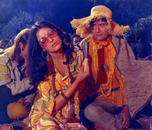 Zeenat Aman as Jasbir in Hare Rama Hare Krishna (1971), iconic hippie look.