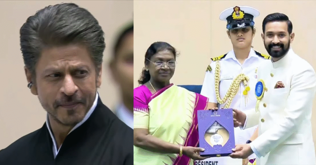 Shah Rukh Khan and Vikrant Massey receiving National Film Awards 2025 for Best Actor